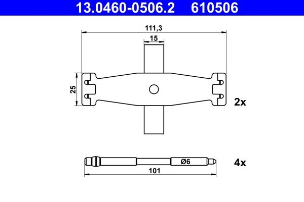 ATE Accessory Kit, disc brake pads 13.0460-0506.2 BMW,1 Schrägheck (F20),3 Touring (F31),3 Limousine (F30, F80),4 Gran Coupe (F36),3 GT (F34)
