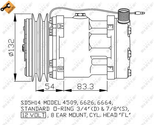 NRF AC Compressor  32798 86508521,AG518204,86508521 Compressor, air conditioning