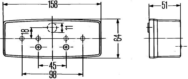 Hella Rear light RH rectangular, 12/24V, red/orange/white, bolt on, 158x51x64mm, 2SE003184101
