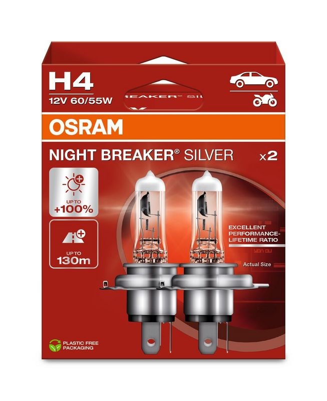 Osram 4062172387453 Night Breaker Silver Halogen bulb H4 60/55 W 1...