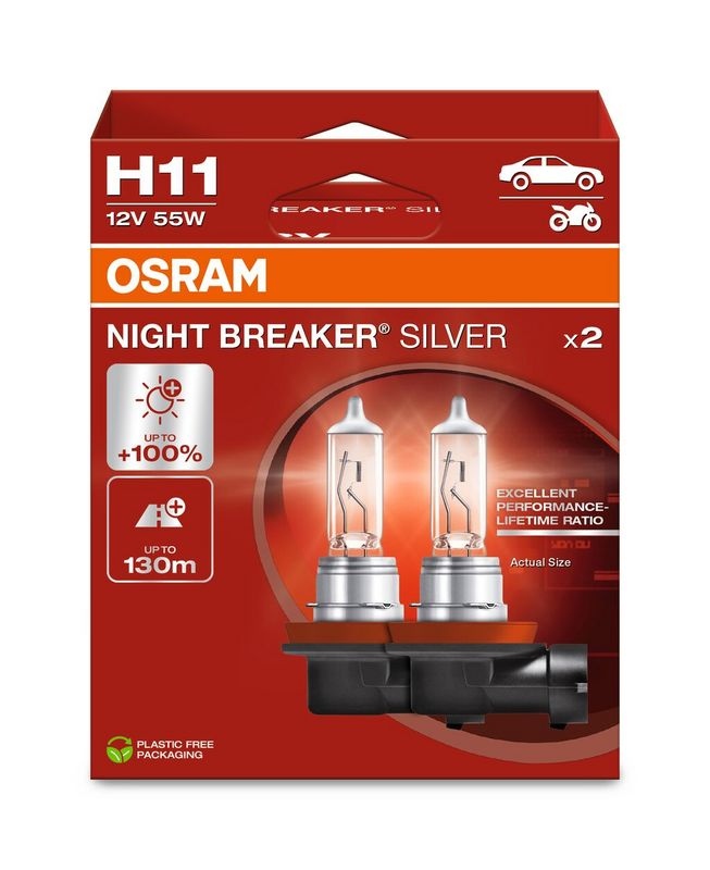 OSRAM 4062172387699 Night Breaker Silver Halogen bulb H11 55W 12V ...