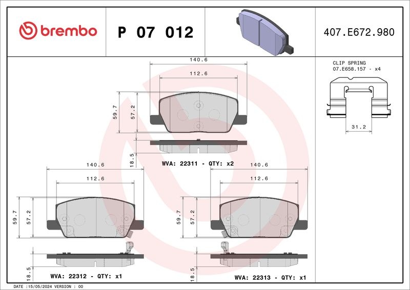 BREMBO Brake pad set OPEL,VAUXHALL P 07 012 23321903,42672635,23145357 42566748,42672635,23321903,42566748,42566753,84720014,84856629,42566753