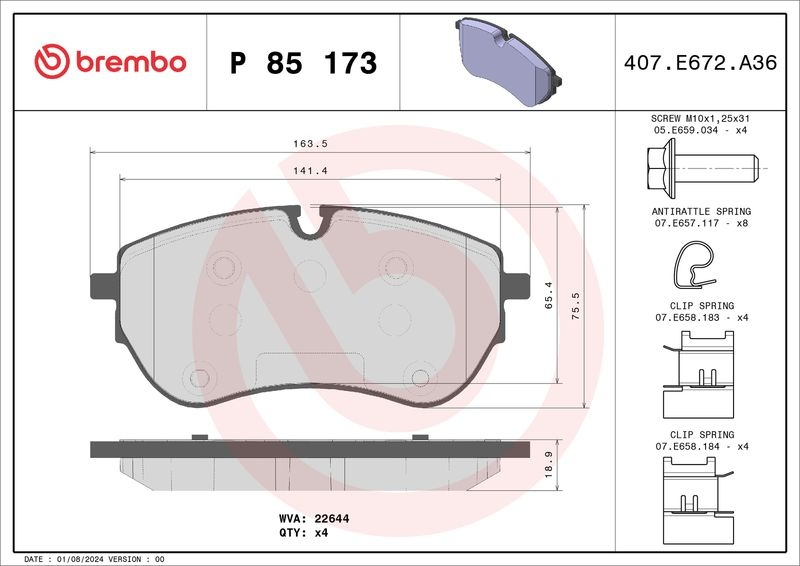 BREMBO Brake pad set VW P 85 173 2H6698151,2H6698151A,2H6698151 2H6698151A,2H6698151,2H6698151A,2H6698151,2H6698151A,7T0698151A