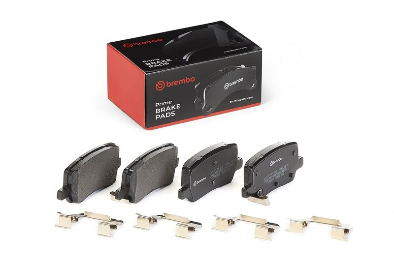 BREMBO Brake pad set PRIME LINE with acoustic wear warning P 09 032 Brake pads,Brake pad set, disc brake TESLA,Model S (5YJS),Model X (5YJX)