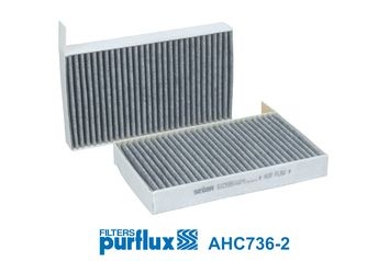 PURFLUX Pollen filter Activated Carbon Filter AHC736-2 Filter, interior air,Cabin filter TESLA,Model 3 (5YJ3),Model Y (5YJY)