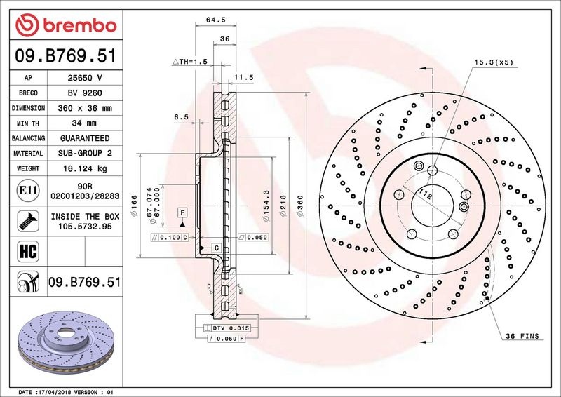 BREMBO Brake disc MERCEDES-BENZ,BRABUS 09.B769.51 A0004212012,A2044211212,0004212012 Brake rotor,Brake discs,Brake rotors 2044211212,2214210812