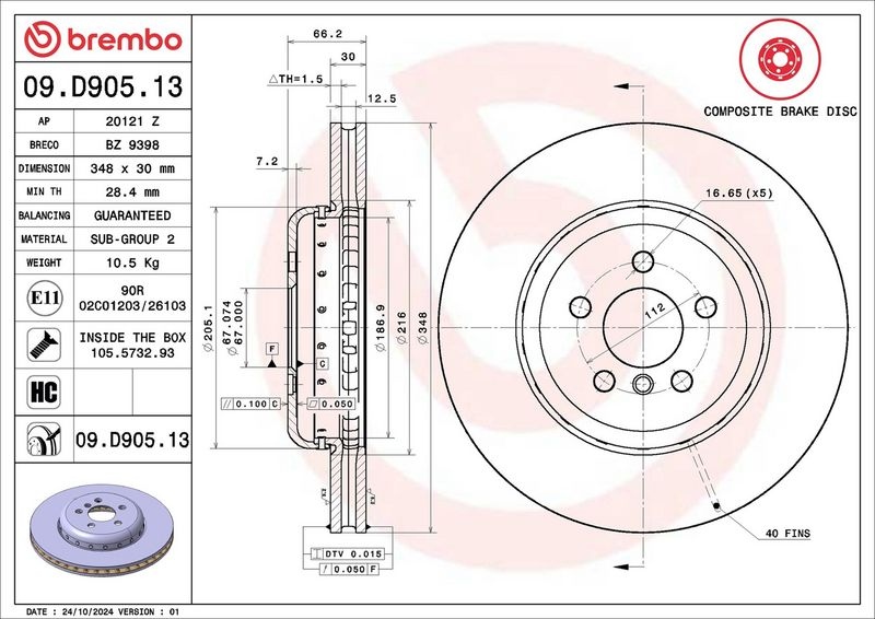 BREMBO Brake disc BMW 09.D905.13 34108853555,34116860909,34118831822 Brake rotor,Brake discs,Brake rotors 34118854273,34108853555,34116860909