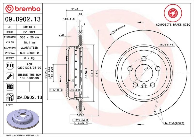 BREMBO Brake disc BMW,TOYOTA 09.D902.13 34206883979,34207915319,34216860923 Brake rotor,Brake discs,Brake rotors 34216882245,34216882245,42431WAA02