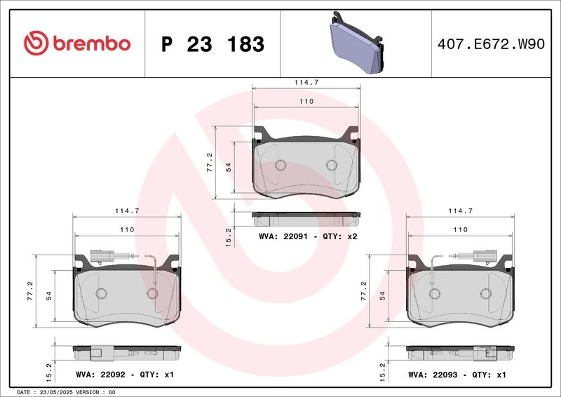 BREMBO Brake pad set PRIME LINE incl. wear warning contact P 23 183 Brake pads,Brake pad set, disc brake ALFA ROMEO,GIULIA (952_),Stelvio (949_)