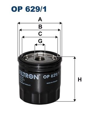 Filtron Oljefilter Op 6291 Volvo Op629/1 Storlek 2