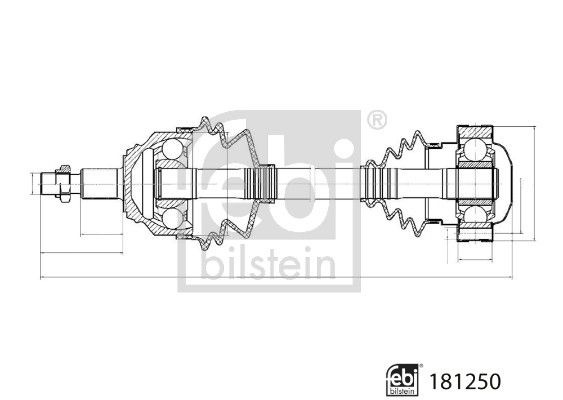 FEBI BILSTEIN Drive shaft Front Axle Left 181250 CV axle,Half shaft VW,AUDI,SKODA,Golf IV Schrägheck (1J1),Golf IV Variant (1J5),Bora Limousine (1J2)