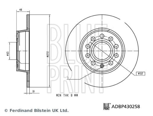 Blue Print Bromsskiva Adbp430258 Mg Adbp430258 Storlek 2