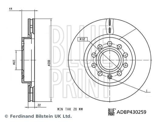 Blue Print Bromsskiva Adbp430259 Mg Adbp430259 Storlek 2