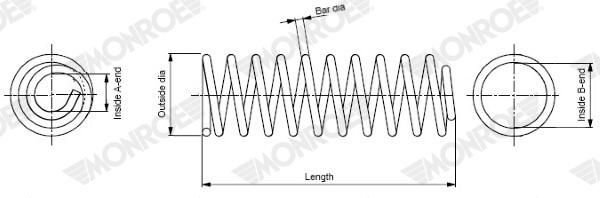 Monroe Spiralfjader Springs Se3544 Renault Se3544 Storlek 2