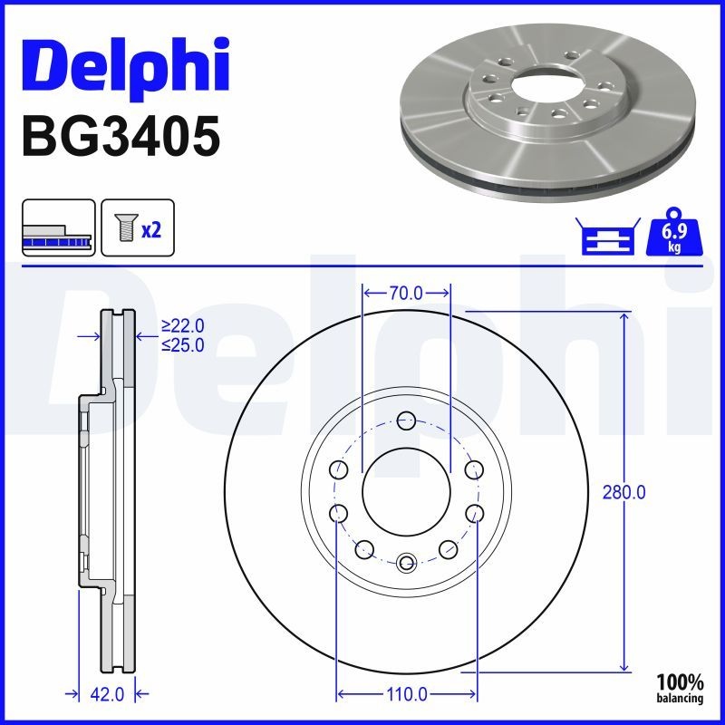 DELPHI Brake disc Vented BG3405 Brake rotor,Brake discs OPEL,VAUXHALL,ZAFIRA B (A05),Corsa C Schrägheck (X01),Meriva A (X03),Astra H Schrägheck (A04)