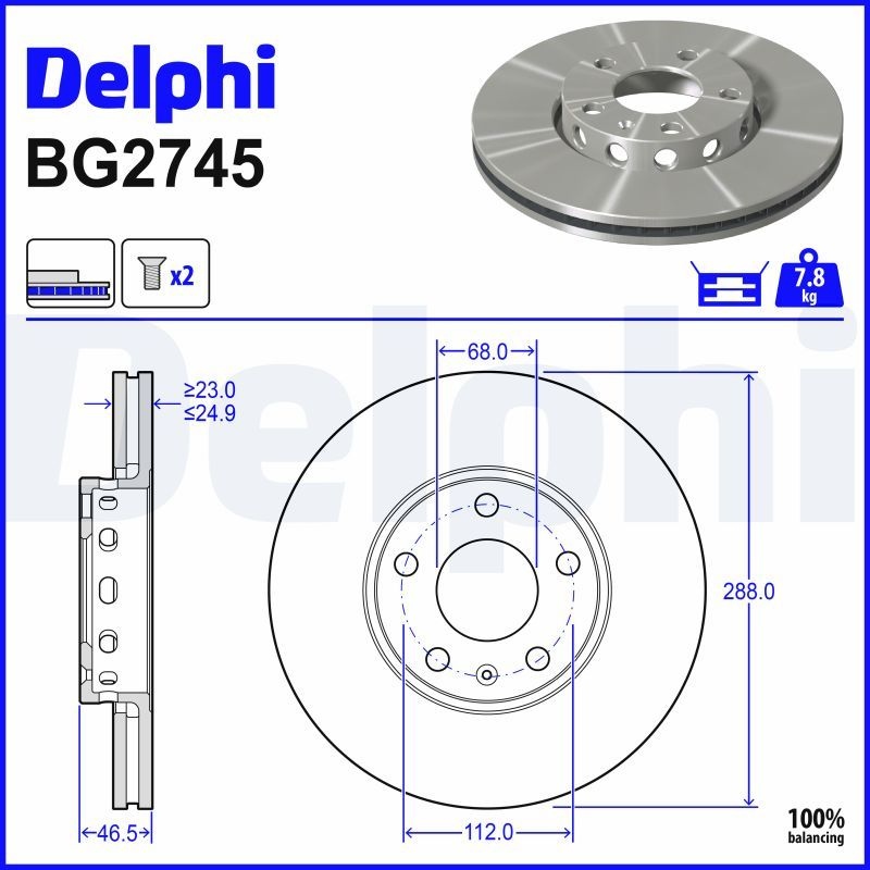 DELPHI Brake disc VW,AUDI,SKODA BG2745 4A0615301C,4A0615301D,4A0615301E Brake rotor,Brake discs,Brake rotors 4B0615301B,8E0098301,8E0098301A