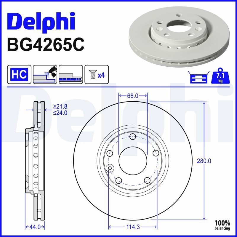 DELPHI Brake disc MERCEDES-BENZ,RENAULT,NISSAN BG4265C 402060010R,402063793R,402064151R Brake rotor,Brake discs,Brake rotors 402067902R,402069741R