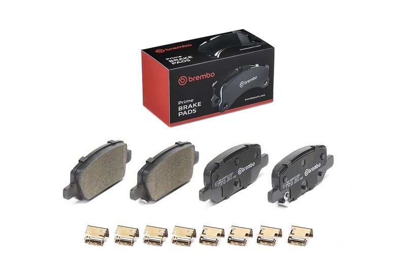 BREMBO Brake pad set PRIME LINE with acoustic wear warning P 09 027 Brake pads,Brake pad set, disc brake TESLA,Model 3 (5YJ3),Model Y (5YJY)