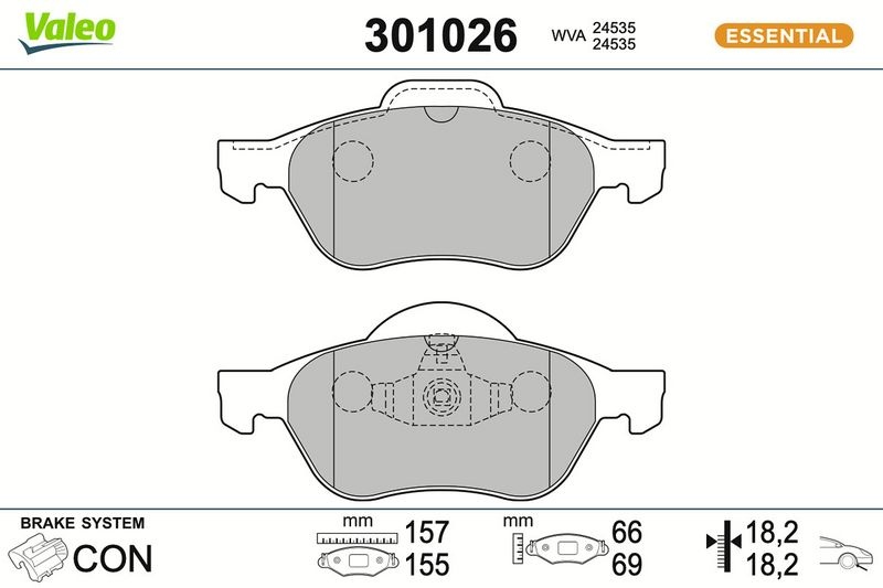 VALEO Brake pad set VW,AUDI,RENAULT 301026 1J0698151,1J0698151A,1J0698151B 1J0698151J,6R0698151A,410600012R,410601237R,7701209100,7701209670,1J0698151