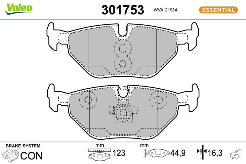 VALEO Brake pad set BMW,SAAB,ROVER 301753 1164499,2157574,2157575 34211164499,34211164501,34212157574,34212157575,34214398213,34216750190,34216761239