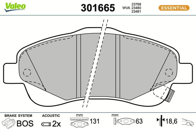 VALEO Brake pad set FIRST 301665 Brake pads,Brake pad set, disc brake TOYOTA,AVENSIS Kombi (T25),COROLLA Verso (ZER_, ZZE12_, R1_),AVENSIS (T25_)