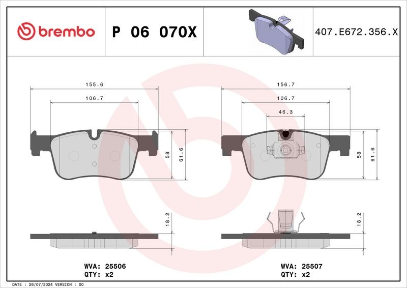 BREMBO Brake pad set XTRA LINE prepared for wear indicator P 06 070X Brake pads,Brake pad set, disc brake BMW,1 Schrägheck (F20),3 Touring (F31)