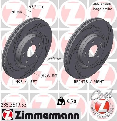 ZIMMERMANN Brake disc HYUNDAI,KIA 285.3519.53 517122T000,517122T100,517124C000 Brake rotor,Brake discs,Brake rotors 517122T000,517122T000,517122T000