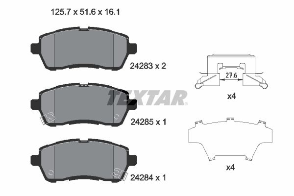 TEXTAR Brake pad set FORD,MAZDA,SUZUKI 2428303 04465B1120000,04465B1190,04465B1190000 04465B1191,04465B1191000,04465B1320,04465B1320000,04465B1380
