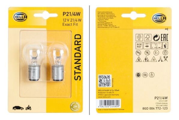 HELLA Light Bulbs STANDARD P21/4W 8GD 004 772-123 Bulb, taillight VW,MERCEDES-BENZ,OPEL,POLO (9N_)
