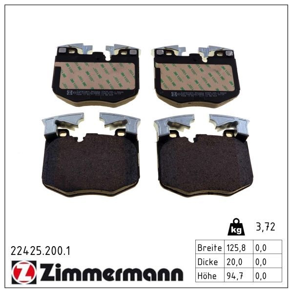 ZIMMERMANN Brake pad set BMW,TOYOTA 22425.200.1 34108844368,34116872750,34116874430 34116880734,34116880735,34116888457,34116888458,34116889570