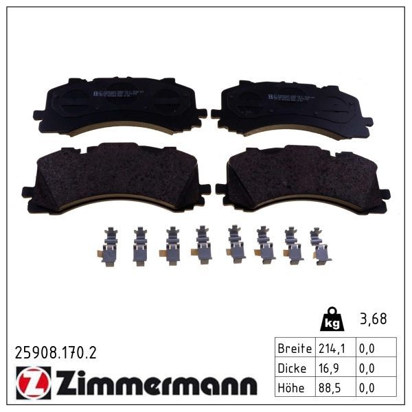 ZIMMERMANN Brake pad set VW,AUDI 25908.170.2 4M0698151AH,4M0698151AL,4M0698151BB 4M0698151BL,4M0698151BM,4M0698151K,4N0698151G,4N0698151K