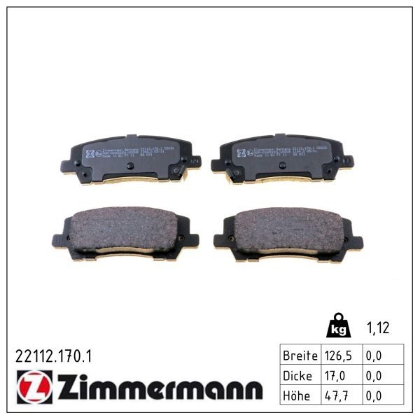 ZIMMERMANN Brake pad set FORD USA 22112.170.1 1936688,2043641,2044152 2111330,2310233,5280066,5280067,5280703,5281018,5325397,5333266,5333267,2044152