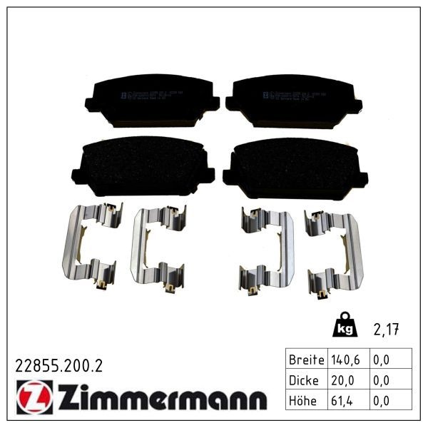 ZIMMERMANN Brake pad set HYUNDAI,KIA 22855.200.2 58101G8A30,58101I3A00,58101S0A00 58101S0A10,58101S0A10SK1,58101S1A00,58101D4A80