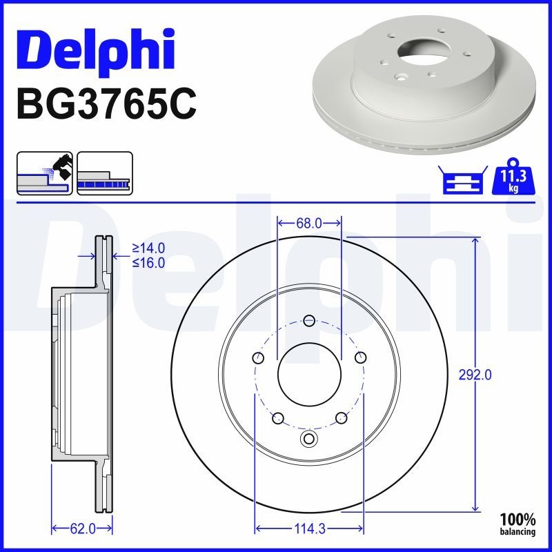 DELPHI Brake disc Vented BG3765C Brake rotor,Brake discs RENAULT,NISSAN,INFINITI,KOLEOS (HY_),Koleos II (HC_),Qashqai / Qashqai +2 I (J10, NJ10)