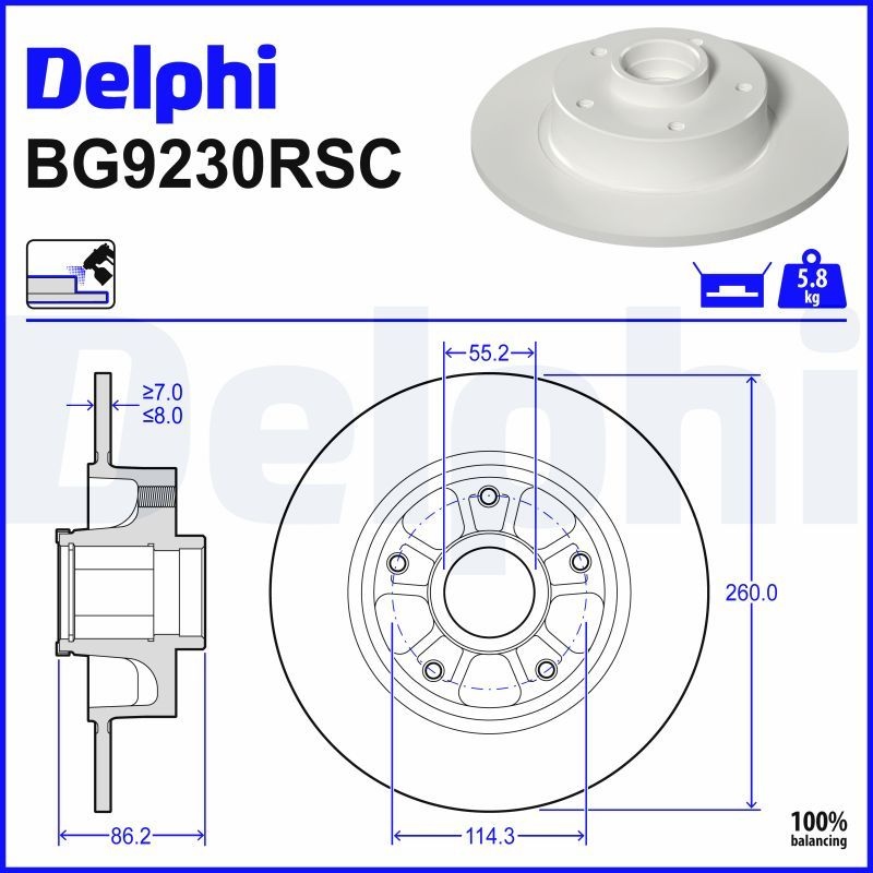 DELPHI Brake disc solid BG9230RSC Brake rotor,Brake discs RENAULT,Megane IV Grandtour (K9A/M/N_),Megane IV Schrägheck (B9A/M/N_)