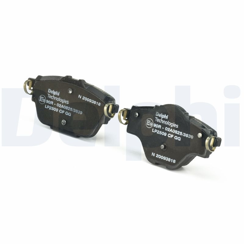 DELPHI Brake pad set OPEL,PEUGEOT,CITROËN LP2509 1609000980,1619791280,1647874380 1609000980,1619791280,1647874380,1678168080,1609000980,95525386