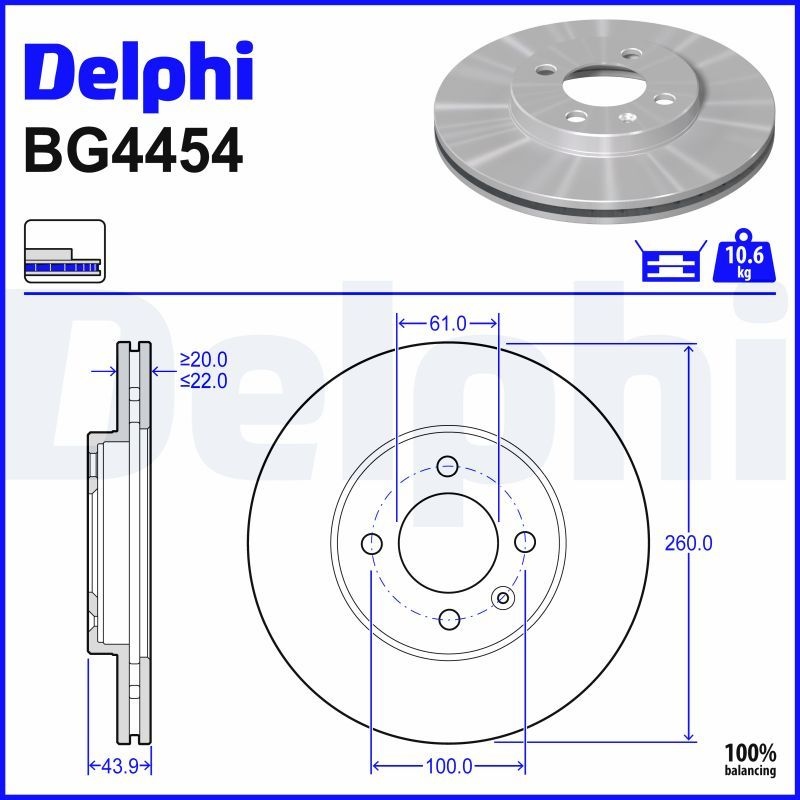 DELPHI Brake disc NISSAN BG4454 402061HA0A,402061HA0B,402061HA0H Brake rotor,Brake discs,Brake rotors