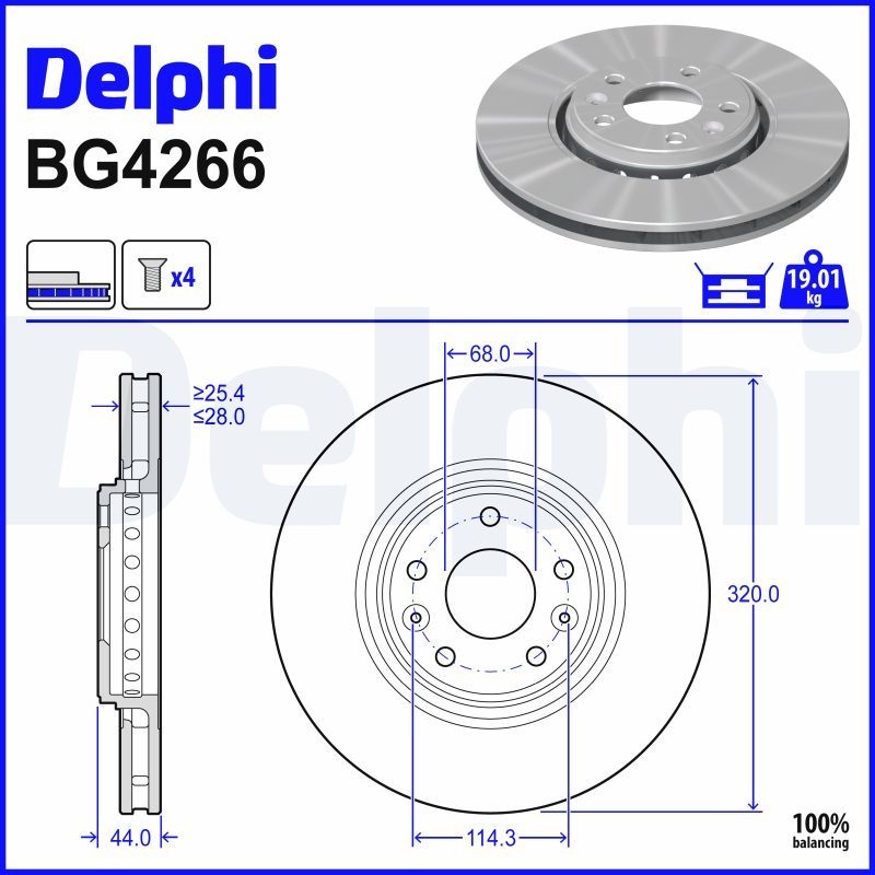 DELPHI Brake disc Vented BG4266 Brake rotor,Brake discs RENAULT,MEGANE III Grandtour (KZ0/1),Scénic III (JZ0/1_),Clio IV Schrägheck (BH_)