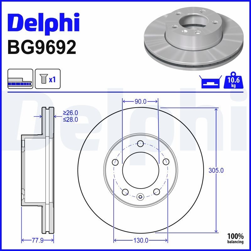DELPHI Brake disc OPEL,RENAULT,NISSAN BG9692 4403038,9111038,7700314064 Brake rotor,Brake discs,Brake rotors 8671017104,4403038,9111038