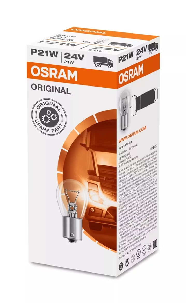 OSRAM Light Bulbs P21W 7511 Bulb, indicator VW,MERCEDES-BENZ,FORD,L 80,T2/LN1 Kasten/Kombi,VARIO Kasten/Kombi,Vario Pritsche / Fahrgestell
