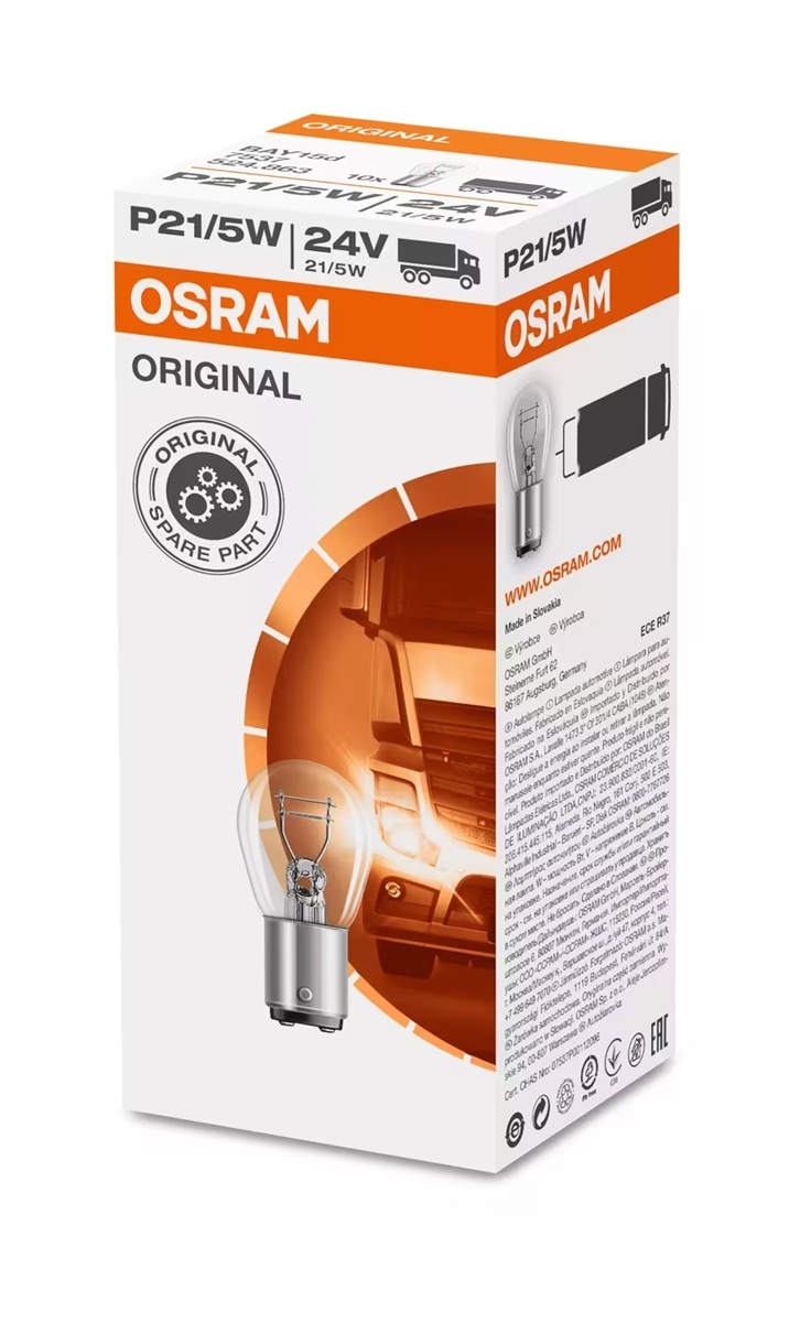 OSRAM Light Bulbs P21/5W 7537 Bulb, indicator MERCEDES-BENZ,VOLVO,MAN,Citaro (O 530),Intouro (O 560),ACTROS,ACTROS MP2 / MP3,ACTROS MP4 / MP5,ANTOS