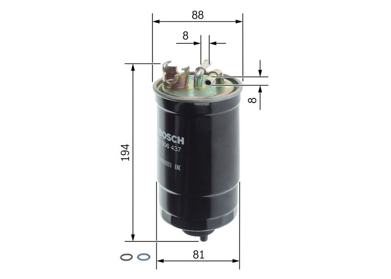 BOSCH Fuel Filter In-Line Filter 0 450 906 437 SEAT,Leon Schrägheck (1M1),Toledo II Limousine (1M2)