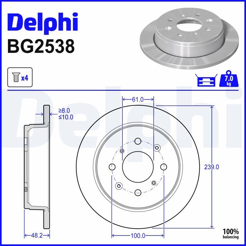 DELPHI Brake disc HONDA,ROVER,ACURA BG2538 42510SD2A00,42510SH3000,42510SH3G00 Brake rotor,Brake discs,Brake rotors 42510SK7000,42510SK7A00,GBD90817
