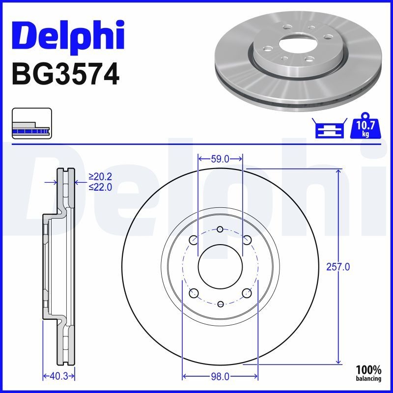 DELPHI Brake disc FIAT,PEUGEOT,CITROËN BG3574 46401356,46831041,52015293 Brake rotor,Brake discs,Brake rotors 51896287,1606321980,1618879780,424973
