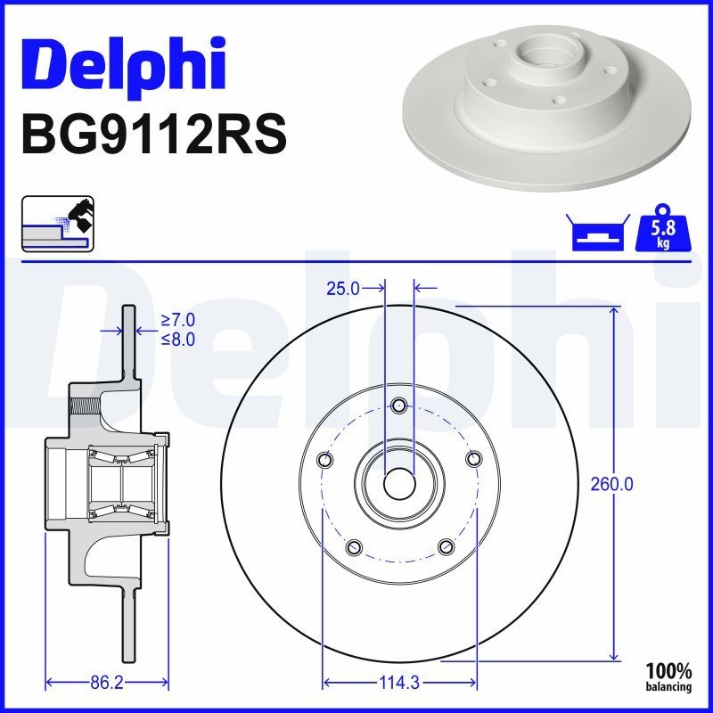 DELPHI Brake disc solid BG9112RS Brake rotor,Brake discs RENAULT,MEGANE III Grandtour (KZ0/1),Clio IV Schrägheck (BH_),Megane III Schrägheck (BZ0/1_)