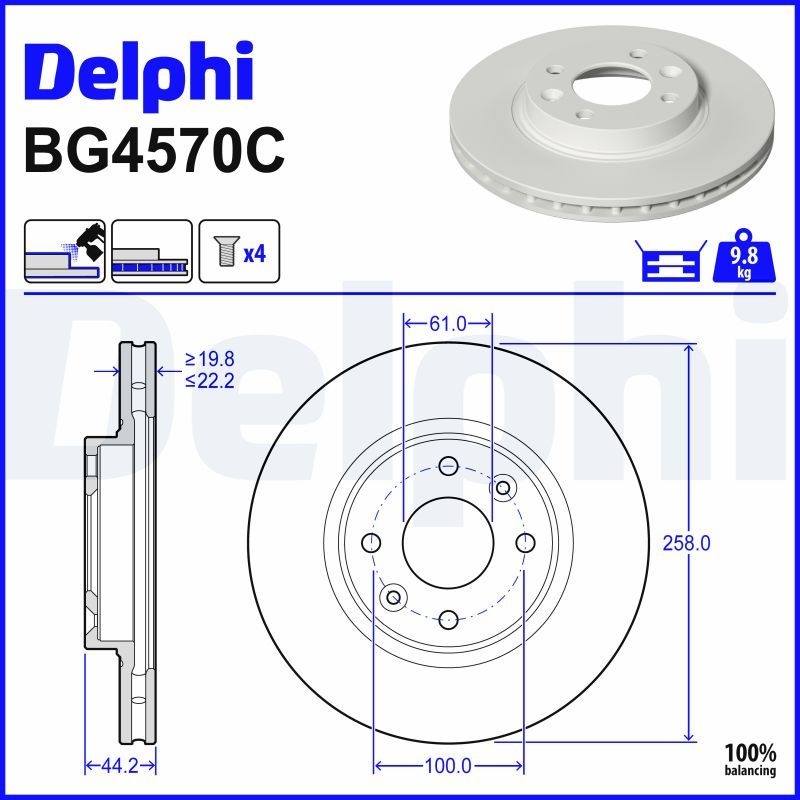 DELPHI Brake disc RENAULT,DACIA,SMART BG4570C 402062212R,402062650R,402063149R Brake rotor,Brake discs,Brake rotors 402065054R,402067025R,8660003934