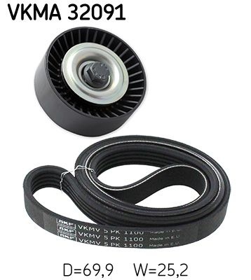 SKF V-ribbed belt set FIAT,PEUGEOT,CITROËN VKMA 32091 6453CE,6453FL,6453TZ Serpentine belt kit,Auxiliary belt kit,Poly V-belt kit,V-ribbed belt kit