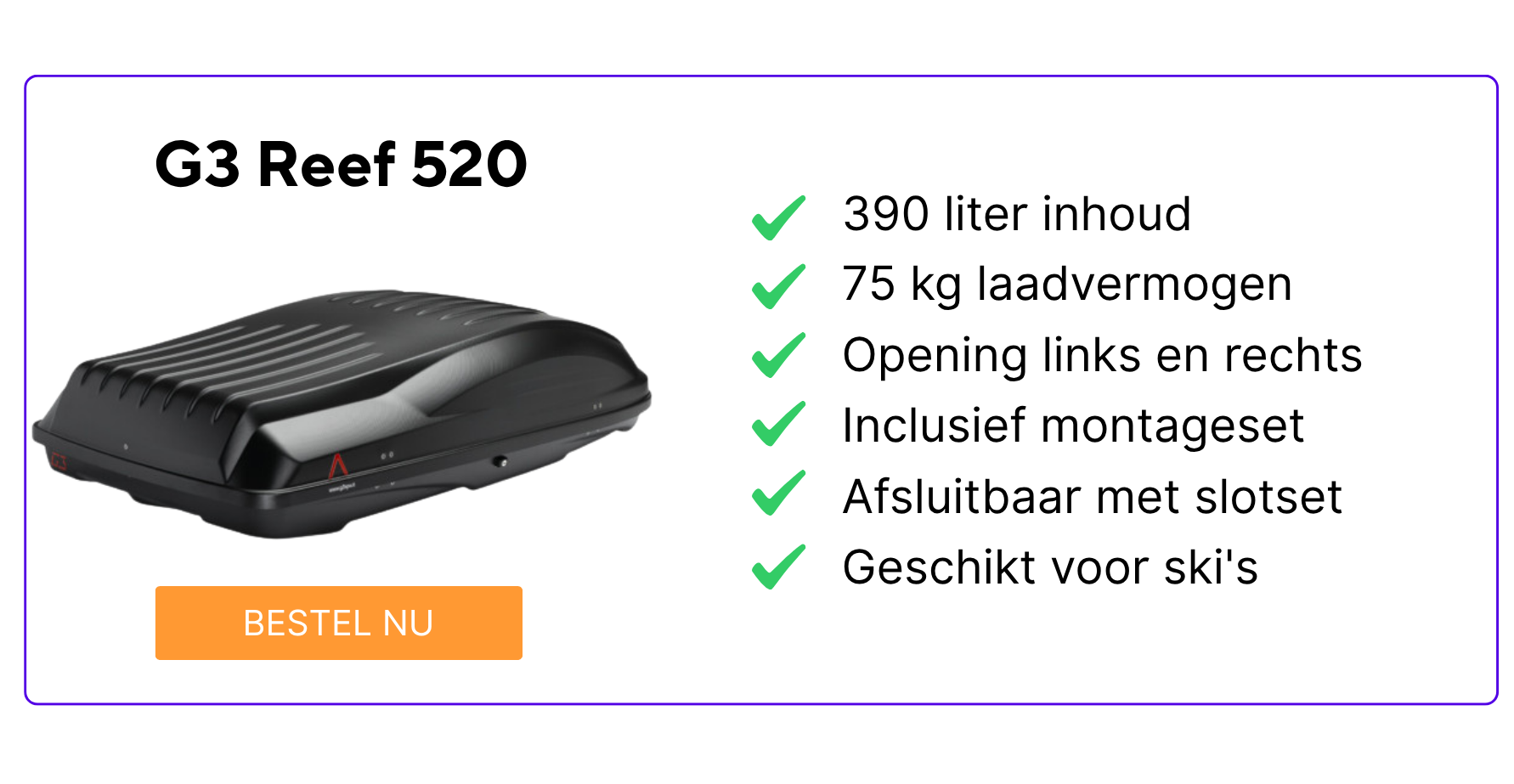 Bestel de dakkoffer G3 Reef 520