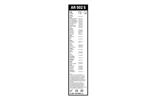 Paquete económico de escobillas limpiaparabrisas Bosch AR502S + 450U, Imagen 15