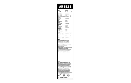 Paquete económico de escobillas limpiaparabrisas Bosch AR553S + H282, Imagen 4